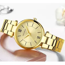 Relojes Impermeables Mini Focus Quartz Elegantes Para Mujer Color De La Correa Dorado