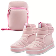 Kit Bota Infantil Feminina Com Bolsinha Menina Mz Shoes