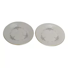 Antiguos 2 Platos De Porcelana Tsuji Con Flores 16 Cm 