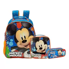 Kit Mochila Infantil Escolar Mickey Mouse Selfie Costas G
