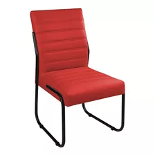 Conjunto Com 4 Cadeira Jade Sala De Jantar Couro Sintético Cor Da Estrutura Da Cadeira Preto Cor Do Assento Vermelho Desenho Do Tecido Liso