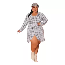 Vestido Tubinho Xadrez Com Sobretudo Plus Size