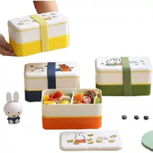 Vianda Bento Box+divisiones + Palitos Y Cuchara Miffy Bunny 