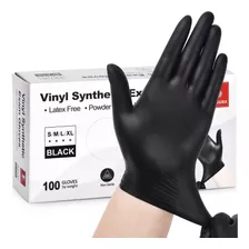 Schneider Guantes De Examen De Vinilo Negro, 4 Mil, Guantes 