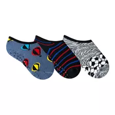 6 Pares Meia Sapatilha Infantil Masculina Antiderrapante