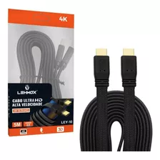 Cabo Hdmi Com 5metros 4k Ultra Hd Blindado 2.0 Ley10 Premium