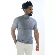 Camiseta Cacharrel Manga Curta Gola Alta Slim Elastano