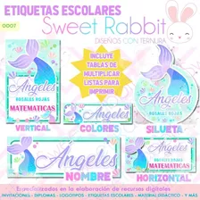 Kit Etiquetas Escolares Editables-sirenas+ Tablas De Multipl