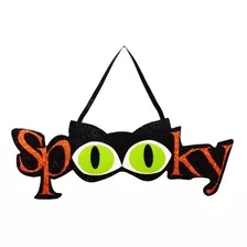 Eite Halloween Placa Decorativa Spooky Gato Mdf Já