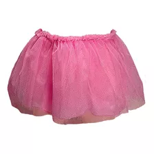 Saia Tutu Glitter Infantil Com Forro Rosa Claro 