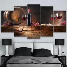 5 Cuadros Decorativos Vino Diseño Cocina Comedor 150x84cm