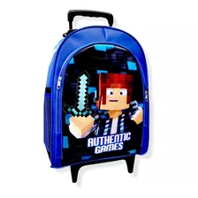 Mochila Authentic Games Azul Rodinhas Duas Repartições