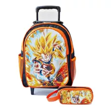 Mochila Rodinhas Dragon Ball Z Goku Vegeta + Estojo De Lapis