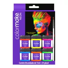 Cx Tinta Liquida Fluorescente 6 Cores Colormake Neon Facial