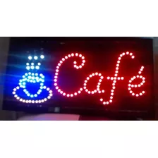 Cartel Led Cafe Abierto O La Palabra Que Quieras X 10 Unid
