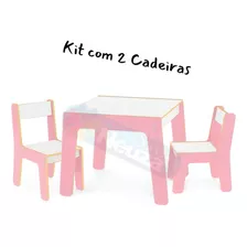 Mesa Infantil C/ 2 Cadeiras Em Madeira 3 Opções Cores Junges Cor Rosa