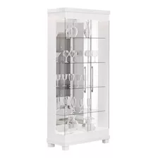 Cristaleira Branca Cristal Com Led Vidro Espelhada Moderna Cor Branco