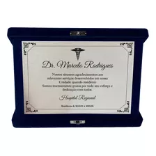 Placa De Homenagem Médico Personalizada Com Estojo Em Veludo