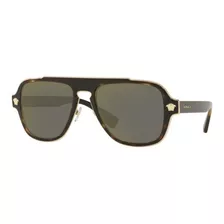 Lentes De Sol Versace Ve2199 1252/4t Dorado Espejo P/hombre