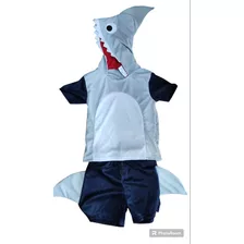 Fantasia Baby Shark Menino Tam 03 Cinza 