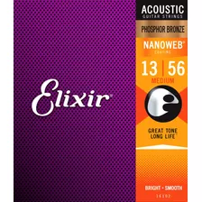 Cuerdas Elixir 16102 Nanoweb Guitarra Acustica 13/56 