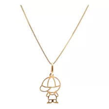 Gargantilha Com Pingente Menino De Ouro 18k Veneziana 40cm