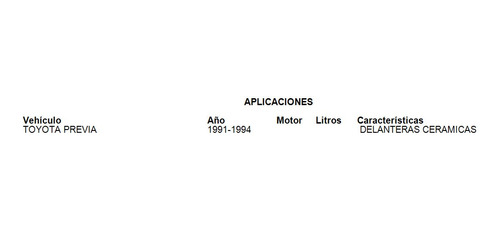 Balatas Delanteras Toyota Previa 1991 Ceramicas Grc Foto 2