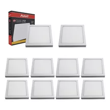 10 Painel Plafon Amarela 18w Sobrepor Quadrado Bivolt 22cm Cor Branco 110v/220v