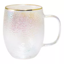 Taza Doble Vidrio Iridescent Texturizada 300 Ml