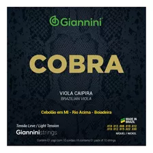 Jogo Cordas Viola Caipira Leve Cebolão Em Mi Giannini Gesvnl