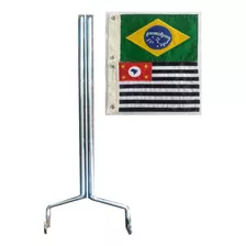 Par Haste Bandeira P/ Moto Custom + 2 Bandeira Brasil / Sp