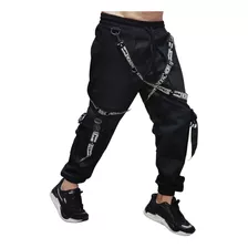 Calça Jogger Masculina Suspensorio Corrente E Jeans Rasgado