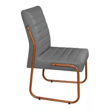 Conjunto Com 4 Cadeira Jade Sala De Jantar Couro Sintético Cor Da Estrutura Da Cadeira Bronze Cor Do Assento Cinza Desenho Do Tecido Liso