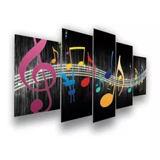 Quadro Mosaico 5 Partes Clavas Musicais Decoração Mdf 6mm 