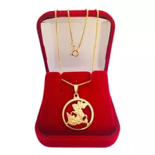 Colar Feminino Pingente São Jorge Folheado A Ouro 18k