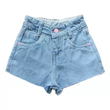 Short Jeans Menina Infantil Kids 1 Ao 8 Moda Casual Verão