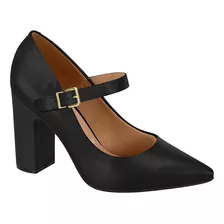 Sapato Feminino Preto Scarpin Vizzano Salto Grosso Svz