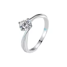 Elegante Anillo De Compromiso Corazón, Plata 925,zirconio