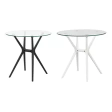 Mesa Elegante De Vidrio Redonda Comedor 70 Cm Cross