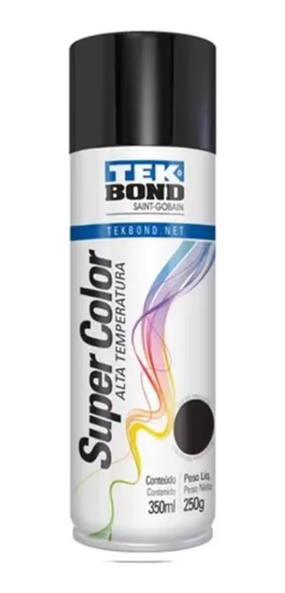 Tinta Spray Preto Fosco Alta Temperatura 350ml Tekbond