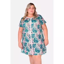 Camisola Plus Size Mescla Com Botões - Bela Notte