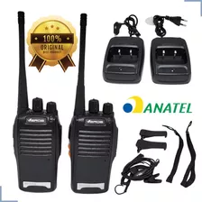 Kit Radio Walk Talk Verde Bf-777s 12km Homologado Anatel Bandas De Freqüência 16 Cor Preto