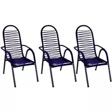 Kit 3 Cadeiras Area Varanda Espaguete Colorido Oferta