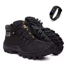 Kit Bota Masculina Coturno Adventure Trabalho Relógio Jdk503