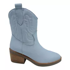 Bota Texana Corta Cuero Vacuno Moda Dama Zapato Goma 2222