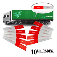 Kit 10 Faixa Refletiva Lateral Caminhão Trailer Carreta 5x30 Cor Vermelho E Branco