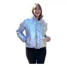 Campera Chaqueta Puffer Metalizada Impermeable Mujer