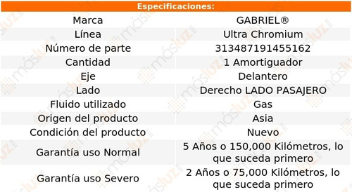 (1) Amortiguador Ultra Chromium Gas Pasajero Del Focus 12/16 Foto 2