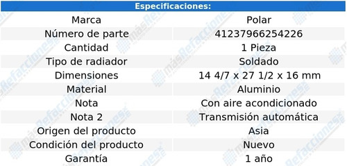 (1) Radiador De Agua Polar Forenza Aut C/aa Del 2004 Al 2008 Foto 2