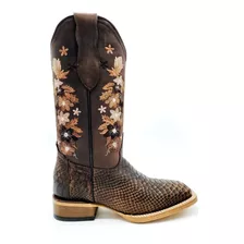 Bota Vaquera Bull Dog / Rodeo Para Dama, 100% Piel G. Víbora